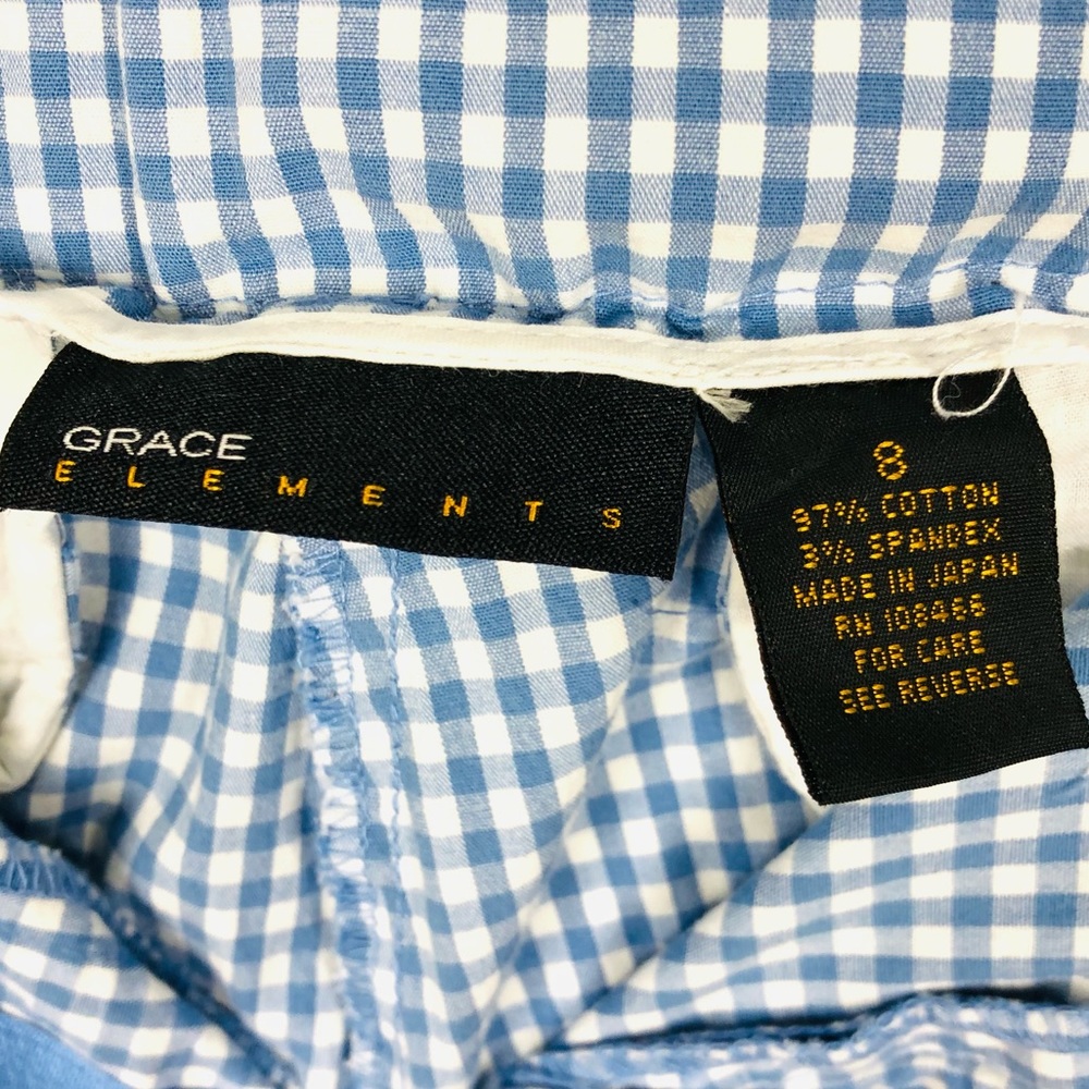 Grace Elements Blue & White Gingham Cropped Pants - image 4